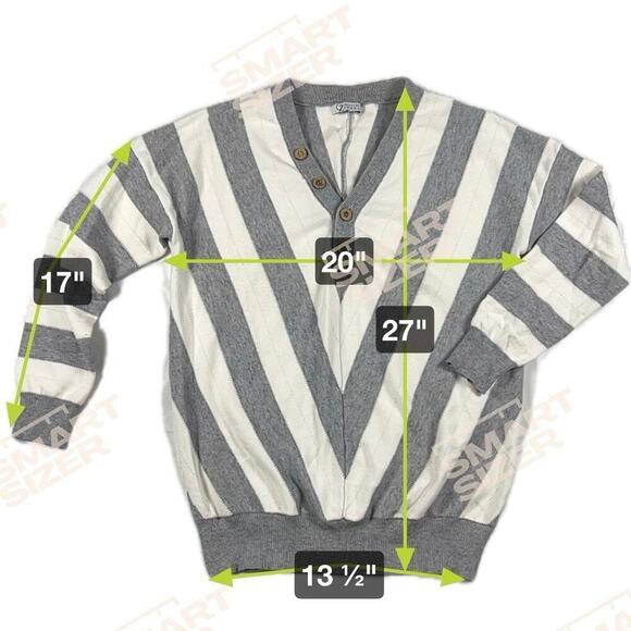 Collection by Cezele Gray/White Fiagonal Stripe Sweater Button V-Neck Size L - Picture 8 of 9